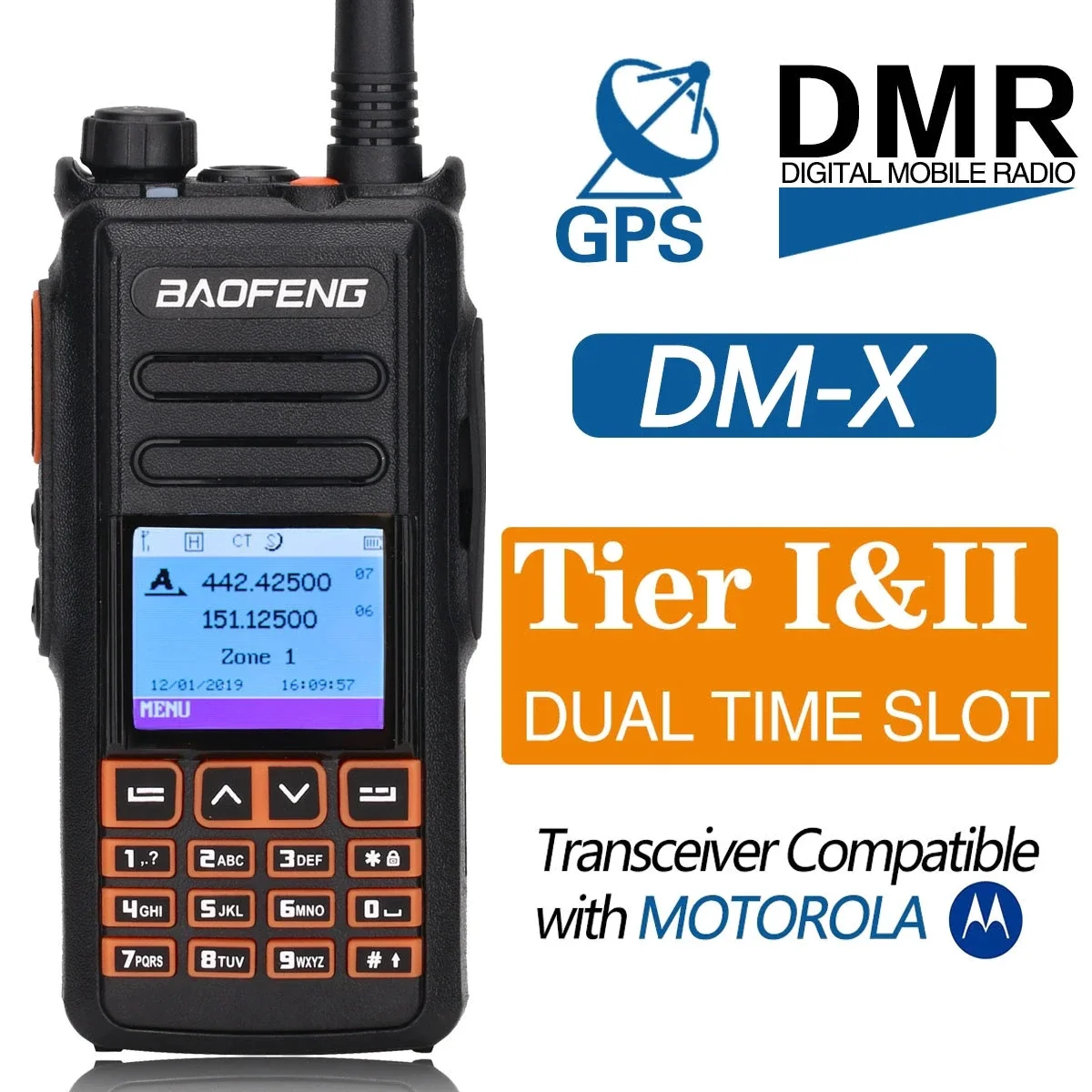 Портативная рация BAOFENG Двухдиапазонная цифровая DMR с GPS VHF UHF 1 и 2 любительская