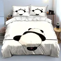 Ensemble de housse de couette à motif panda vue de dos, imprimé numérique, literie en polyester coloré avec fermeture à glissière, pour cadeaux pour enfants 2