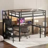 Full Size Gaming Loft Bed with L-Shaped Desk, LED and Charging Station,Wardrobe and Adjustable Shelf for Kids Teens Adults,Black 4
