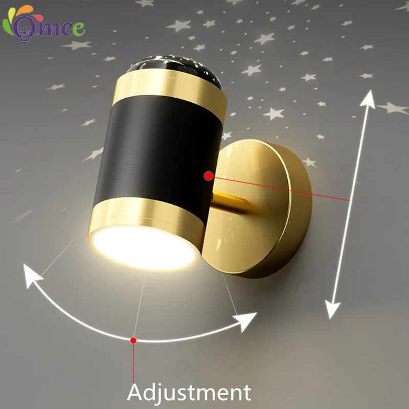 Omee LED Ceiling Wall Lamp Simple Light Folding Rotation Star Projector Lamps Home Hotel Bedroom Living Room Bedside Wall Lights