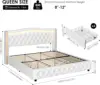 Queen Smart LED Platform Bed Frame with 4 Storage Drawers, Crystal Button-Tufted & Stainless Gold Trim Wingback Headboard 2