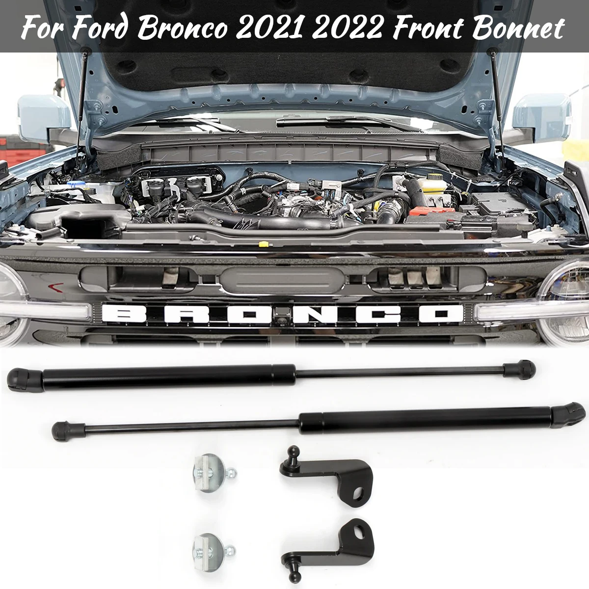 

Передний подъемник капота двигателя для Ford Bronco 2021 2022, опорные удары, газовые стойки, пружины, гидравлические пружины, аксессуары для автомобиля
