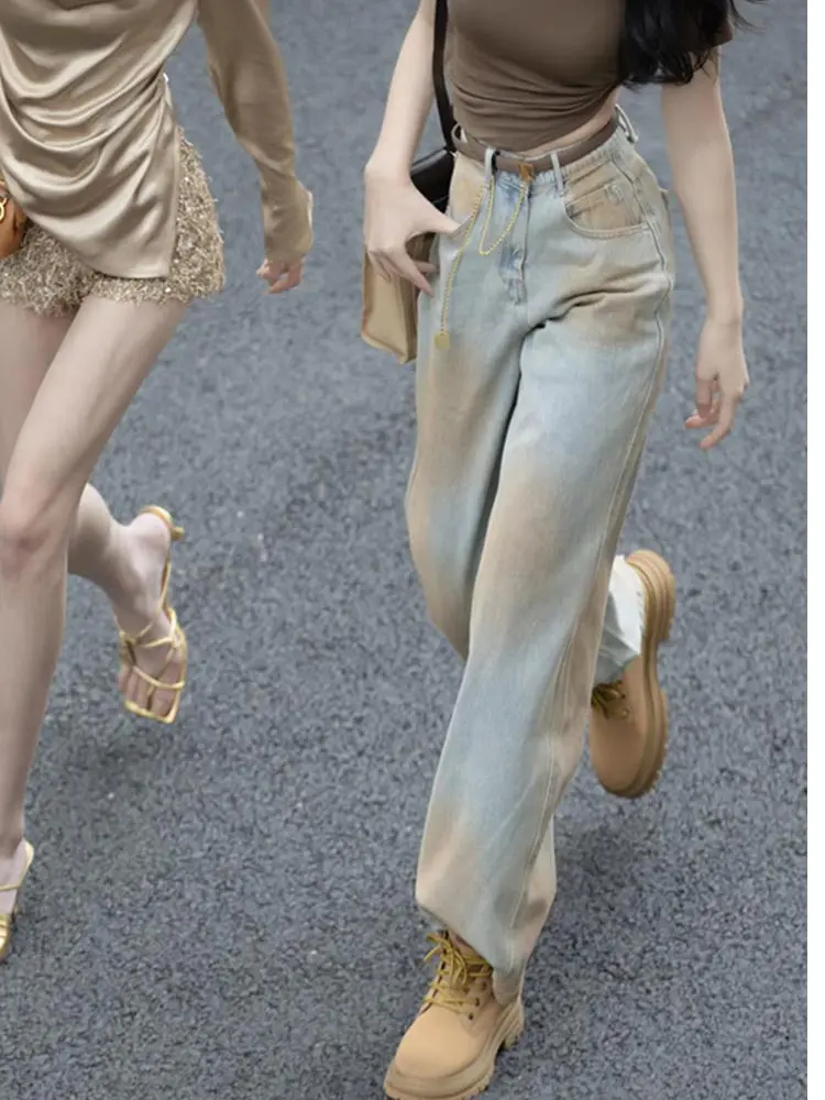 2023 American Retro Straight Loose Worn Jeans for Women