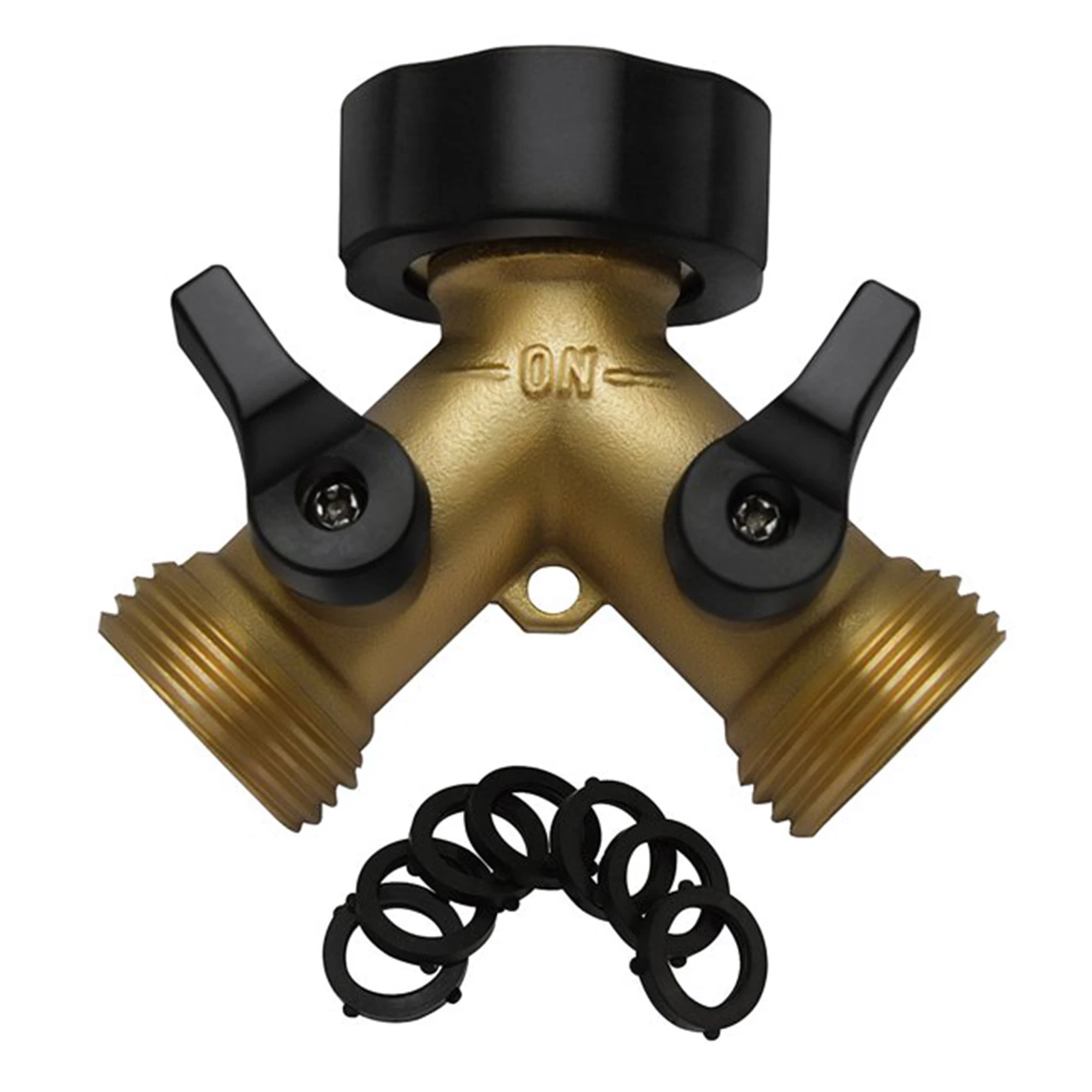 

Hose Splitter Garden Watering Adapter Durable Easy Install Brass Heavy Duty Home Yard With Gasket Knob Control Leakproof 2 Way