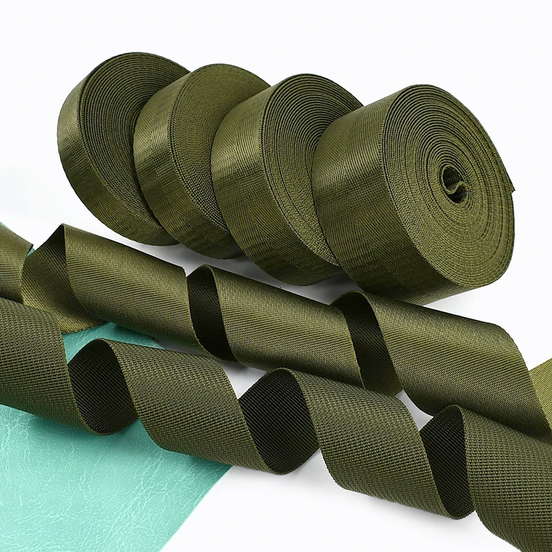 Durable Army Green Nylon Webbing Strap for DIY Projects and Accessories