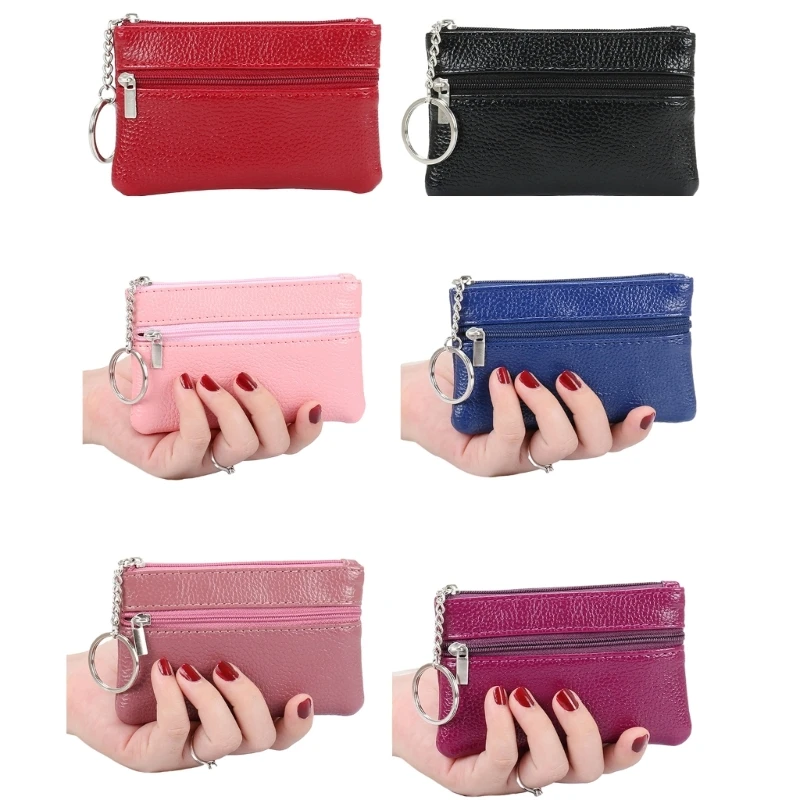 Cowhide Coin Purse Zipper Mini Purse Vintage Leather Key Wallet Leather Key Holder Cowhide Wallet Pouch Coin key purse key holder coin purse