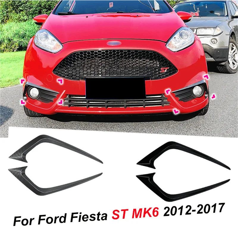 Per Ford Fiesta St Mk6 2012-2017 Car Styling Lucido Nero/Carbon Look Car Fog Front Light Frames Cover Trim Sticker Body Kit