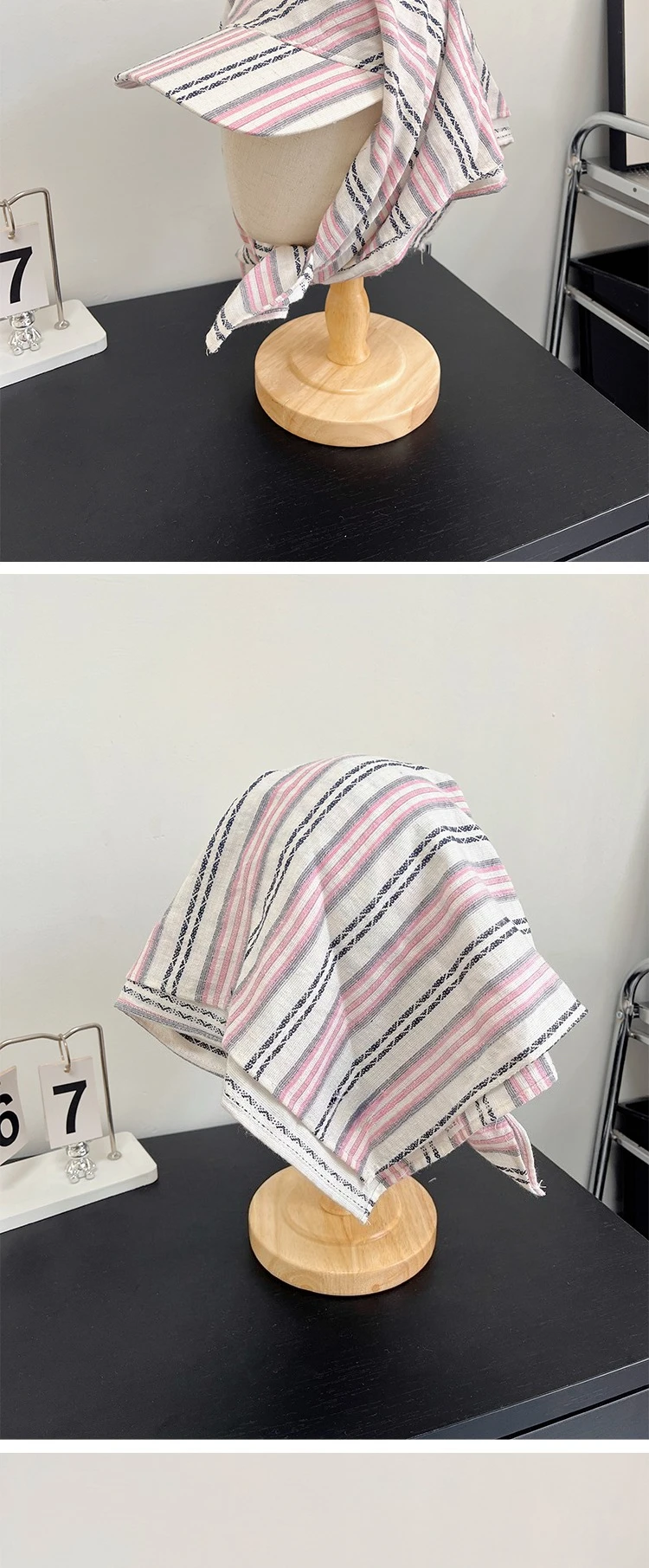 Neue Koreanische Original Ins Karierte Dreieckstuch-Mütze Damen Y2K Spicy Girl Bucket Hat Trendiger Sonnenschutz Sommerhut Baseballkappe – Detail 3