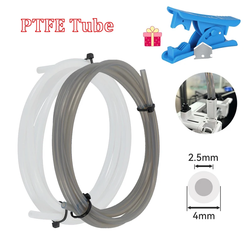 Für Bambu Lab Ptfe Rohr 2,5mm 4mm P1S P1P AMS A1 Mini 3D Drucker Teflonto Rohr X1C Bambulab Ptfe Stecker Weiß Grau AMS LITE