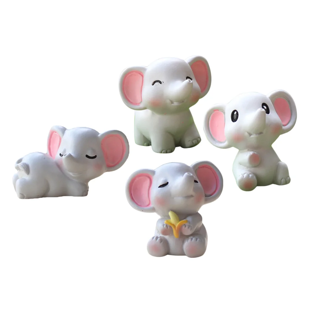 

4 Pcs Small Elephant Trinkets Home Decoration Sculpture Resin Craft Decorations