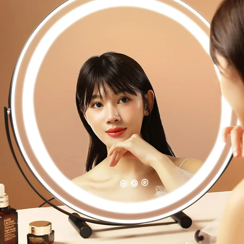 Bathroom Makeup Mirror Lights Lighted Cosmetic Vanity Mirror with Led Lights for Dressing Portable Vanity Mirror Light Round 3