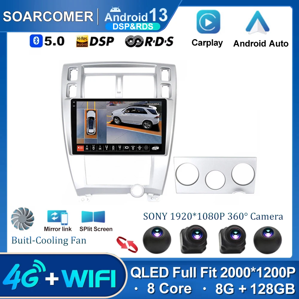 

Автомагнитола для Hyundai Tucson, мультимедийный видеоплеер с GPS-навигацией, Android 13, для Hyundai Tucson 2004, 2005, 2006, 2007, 2008, 2009, типоразмер 2DIN