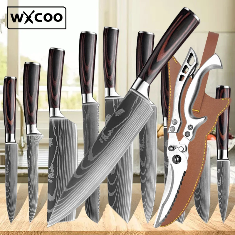 Professional Kitchen Knives Japanese Santoku Slicing Utility Bread Knife Stainless Steel Meat Cleaver Butcher Chef Knife kitchen knife,meat cleaver