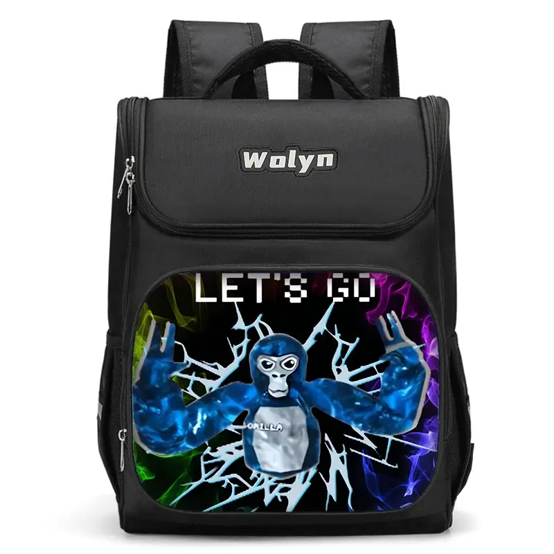 thumbnail image 1 of Mochila grande para niños, mochila escolar para niños y niñas, para hombres y mujeres, novedosa mochila de viaje con etiqueta de gorila, duradera y con múltiples compartimentos, 1 of 5