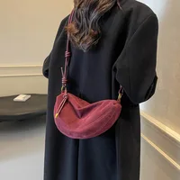 Faux Suede Super Popular Niche Suede Shoulder Bag for Women 2025 Hot Sale Single Crossbody Bags Underarm Dumpling Sweet Bags - Image 5