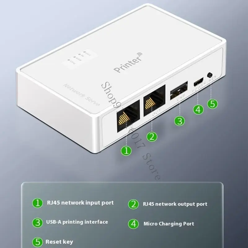 USB Wireless Print Server 10/100Mbps Convert USB Printer Wireless WiFi Ethernet Networking Printer Sharing Device 45BA