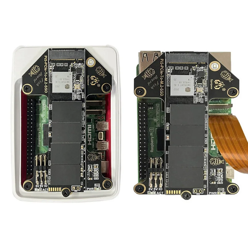   5 PCIe to M.2 NVMe SSD  Pi5-Pcie-Fish-Board,  5 
