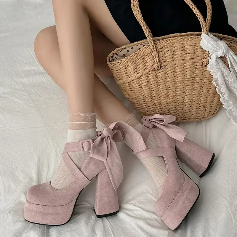 2025 Super High Heel Women Mary Jane Shoes Fashion Cross Ankle Strap Shoes Elegant Dress Wedding Party Shoes 3