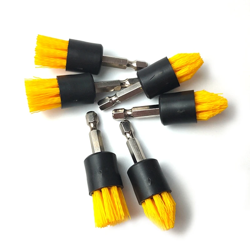 4 Pack Drill Brush Attachment Set Yellow Plastic For Cordless Drill Tile & Grout Drill Brush Set 5