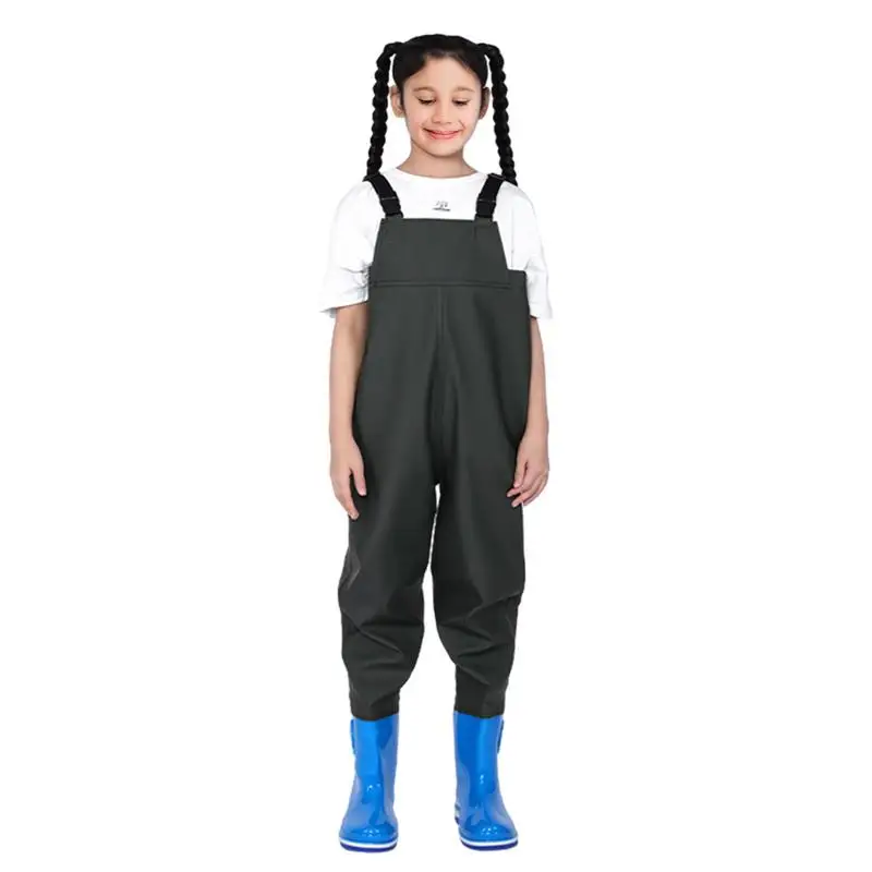 Kids Waders One-Piece Youth Fishing Waders Waterproof With Boots Hunting Raincoats Watersuits Rain Trousers For Fishing