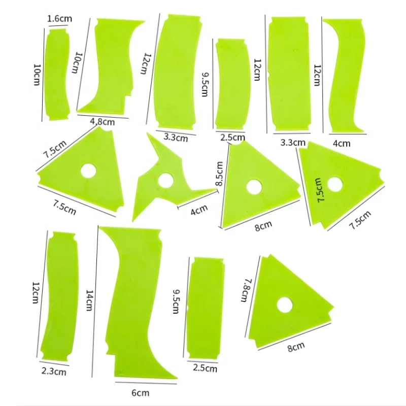 Pottery Tools 14pcs Clay Modeling Auxiliary Scraper ABS MaterialDIY Ceramic Drawing Texture Trimming Auxiliary Ceramic Tools