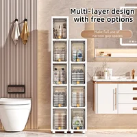 19cm Narrow Cabinet with Flip Lid  Large Capacity Adjustable Shelves Organizer for Kitchen Bathroom Bedroom Living Room 6