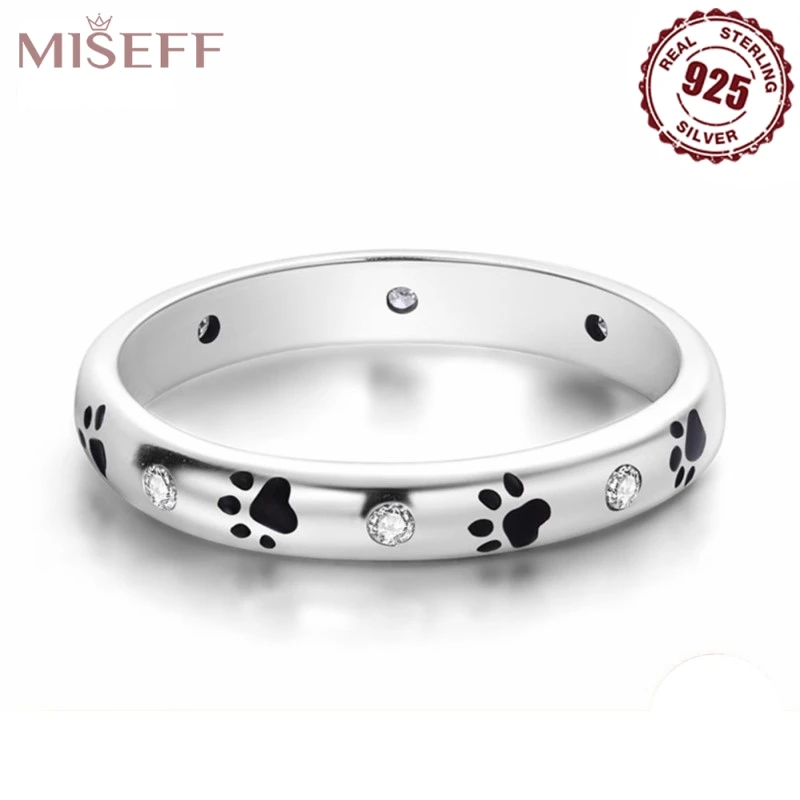 925 Sterling Silver Puppy paw prints Rings For Wedding Engagement Birthday Silver Jewelry Women Gift Silver Ring