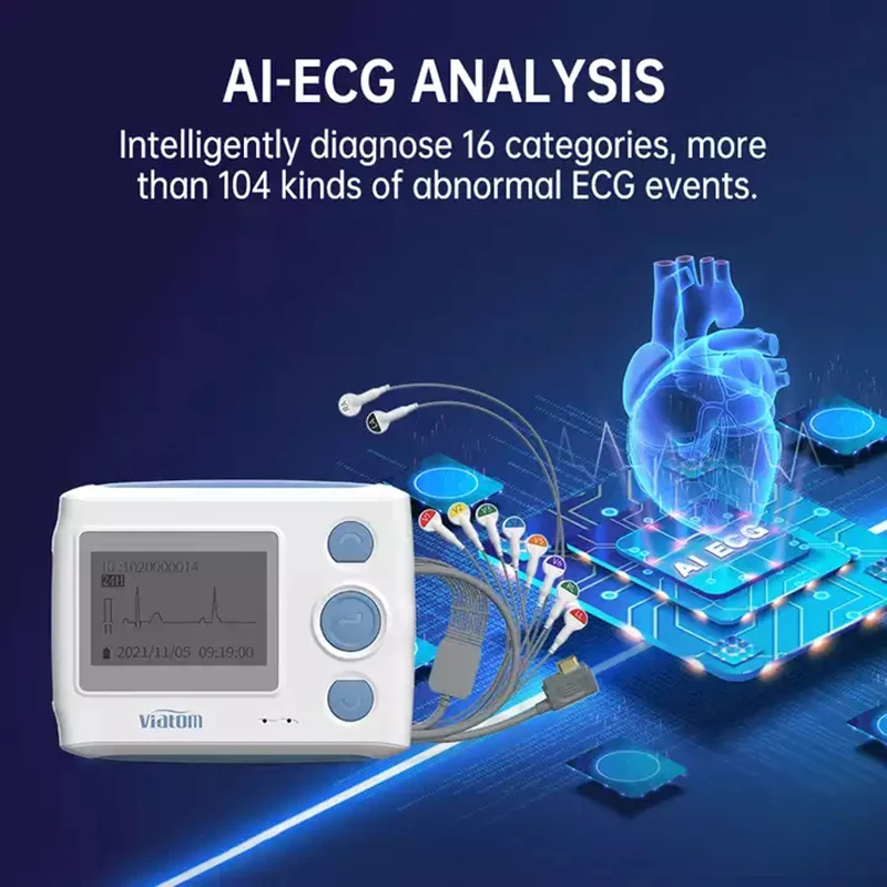 12 lead Holter monitor monitor recorder 24-hour continuous monitoring ECG and heart rate device ECG electrode data stora