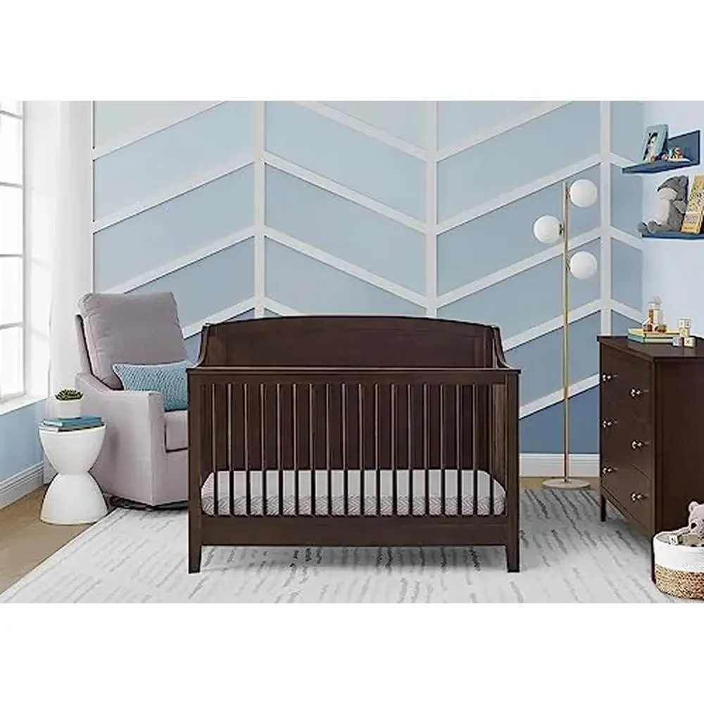 Convertible Crib Greenguard Gold Certified Non-Toxic Safe Sustainable Wood Adjustable Height -Compatible Nursery Furniture 2