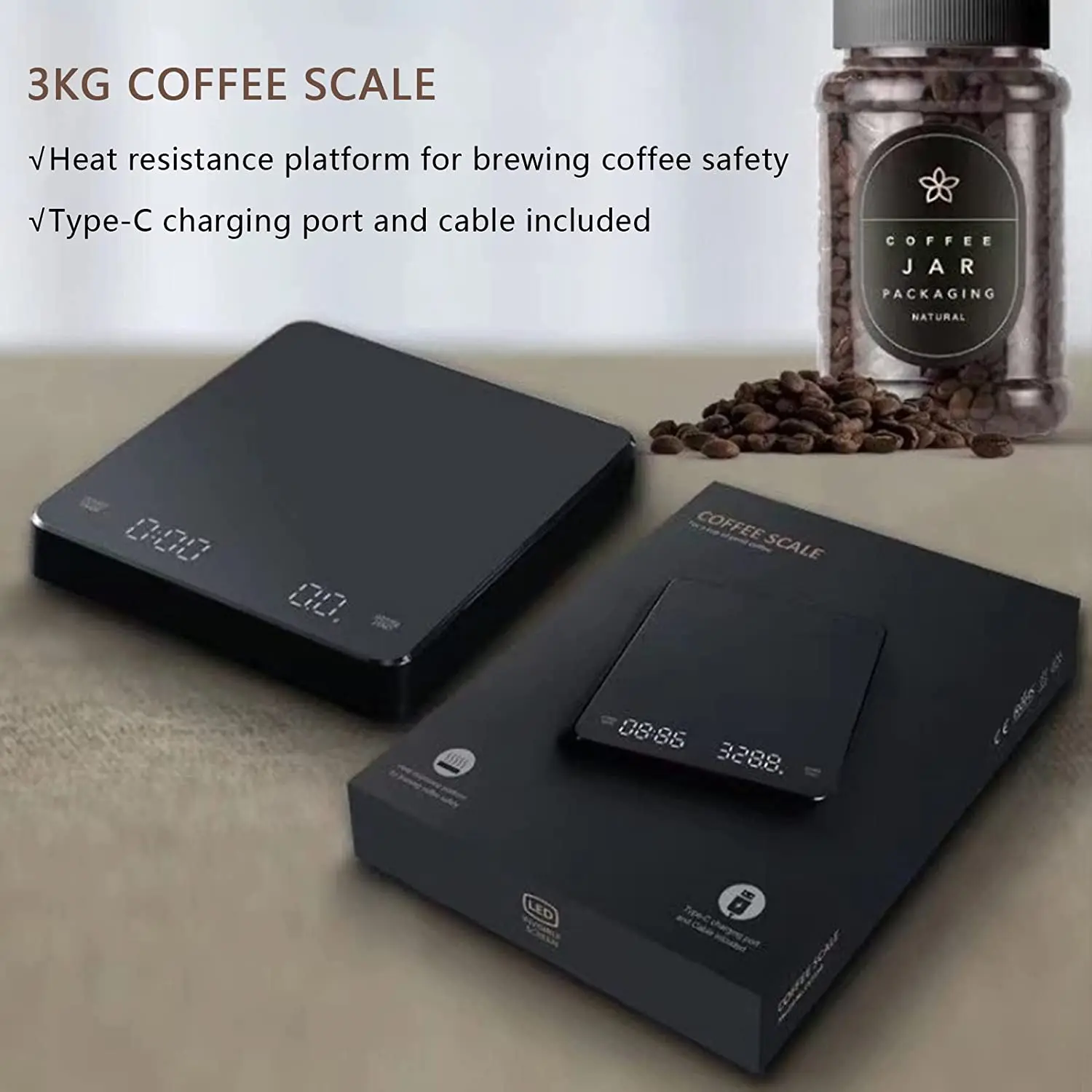 EMPO Digital Coffee Scales with Timer – Espresso Brewing Drip Pour