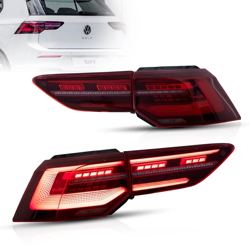 

20-23 Volkswagen Golf MK8 Hatchback SE/GTI/R LED Tail Lights DYNAMIC LED REAR TAIL LIGHT UNITS With Sequential Amber Turn Signal