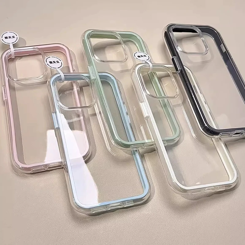Luxury Transparent Candy Color Shockproof Phone Case with Soft Bumper Cover