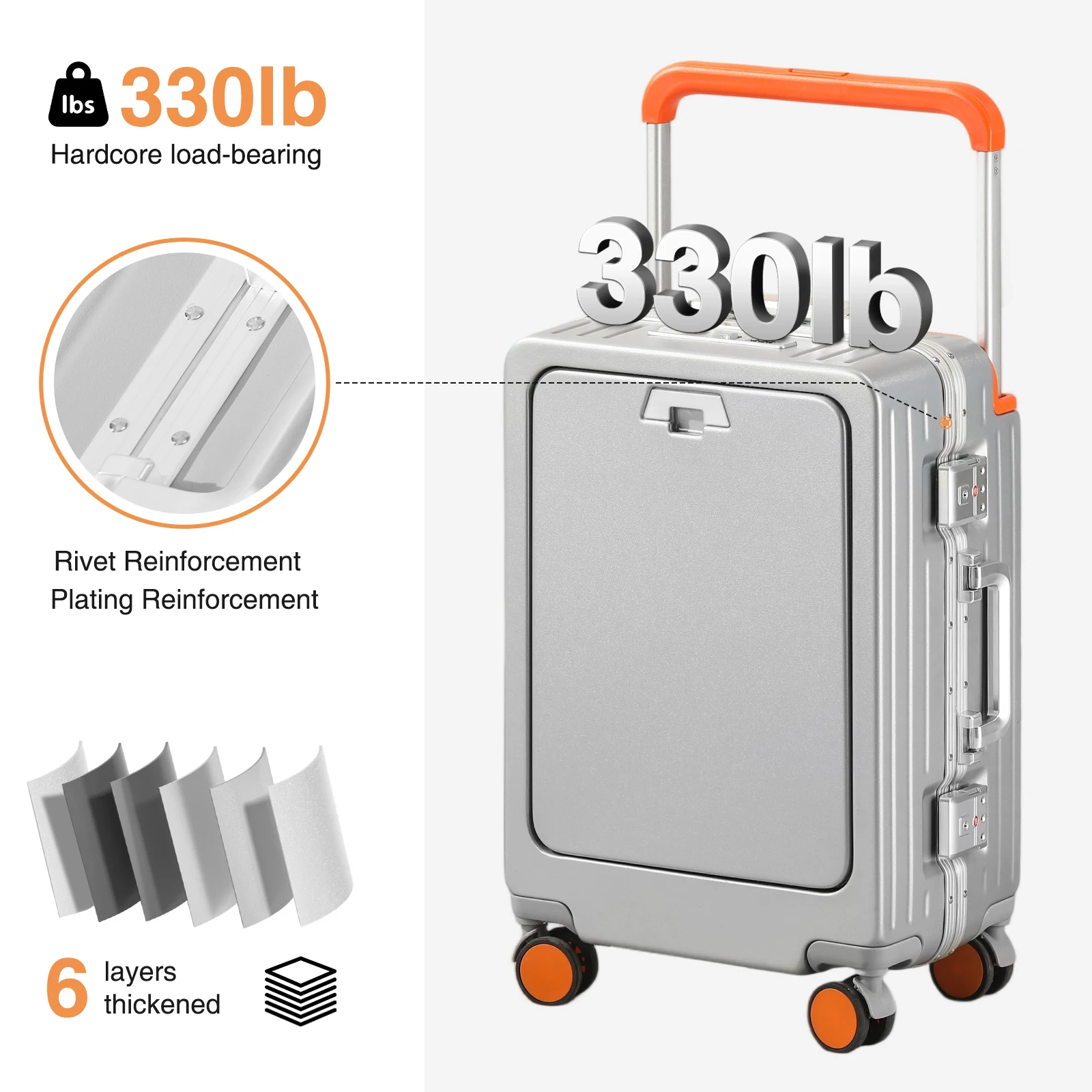 AIWEINY Aluminum Frame Luggage - Military Grade Pressure Resistance, Baby-Safe Lining, 30% Larger Capacity with Dual-Door Design 5