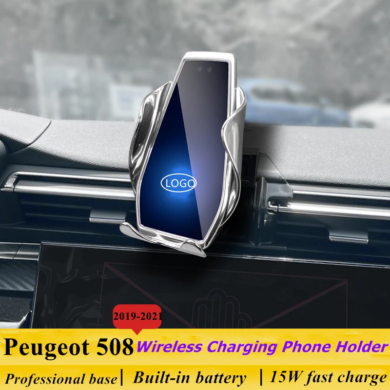 

Dedicated for Peugeot 508 2019-2021 Car Phone Holder 15W Qi Wireless Car Charger for iPhone Xiaomi Samsung Huawei Universal