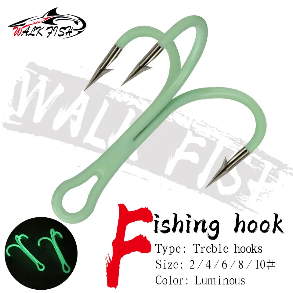 WALK FISH 10PCS/Lot High Carbon Steel Treble Fishing Hook Barbed