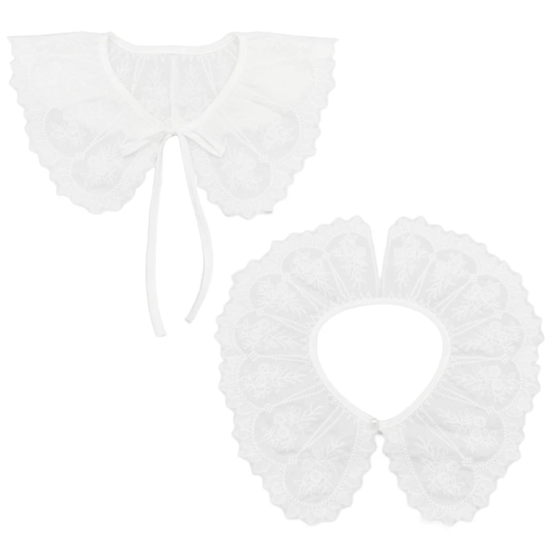 

Lace Faux Collar Decorative Collars for Summer Dresses Removable False Collar Universal Shawl Elegant Women Lace Shawl