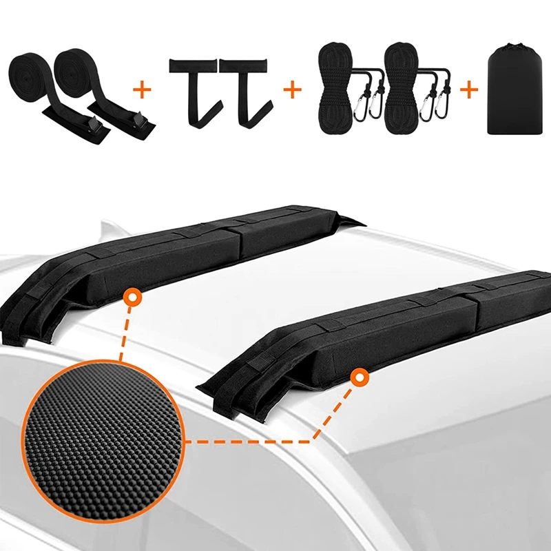 MeeFar Universal Car Soft Roof Rack Pads Luggage Carrier System For