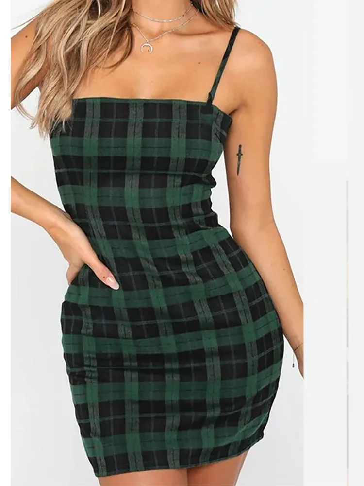 

Bangniweigou Y2k Preppy Sweet Plaid Dress Women Bow Back Spaghetti Strap Distressed Lattice Print England Stylish Mini Sheath