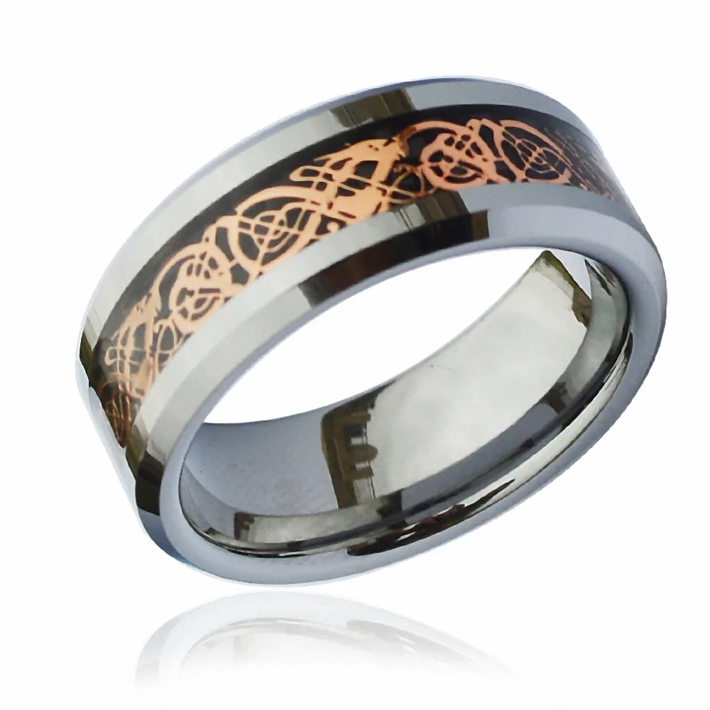 18K-Rose-Gold-Plated-Celtic-Dragon-8mm-Tungsten-Carbide-Wedding-Band-Ring-in-Box