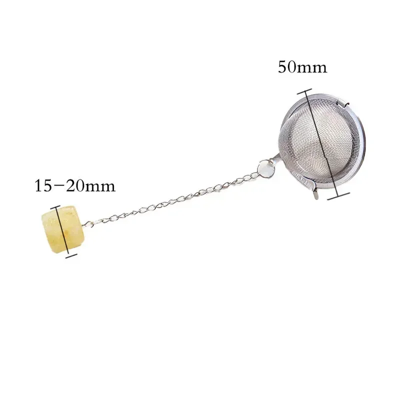 New Natural Crystal Square Stone 304 Stainless Steel Tea Infuser Mesh Filter with Chain Tea Strainer Teapot Spice Seasoning Ball