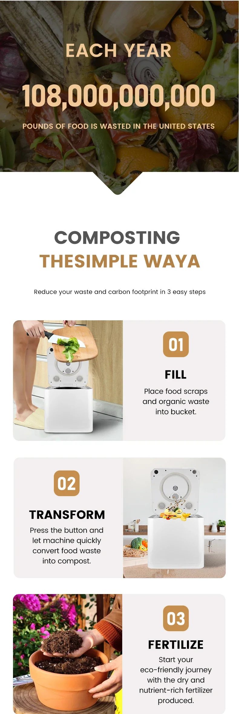 ODM supported Smart Waste Kitchen Composter for Nutrient fertilizer Turn Food Waste to Compost garbage disposals 16 ODM supported Smart Waste Kitchen Composter for Nutrient fertilizer Turn Food Waste to Compost garbage disposals 9