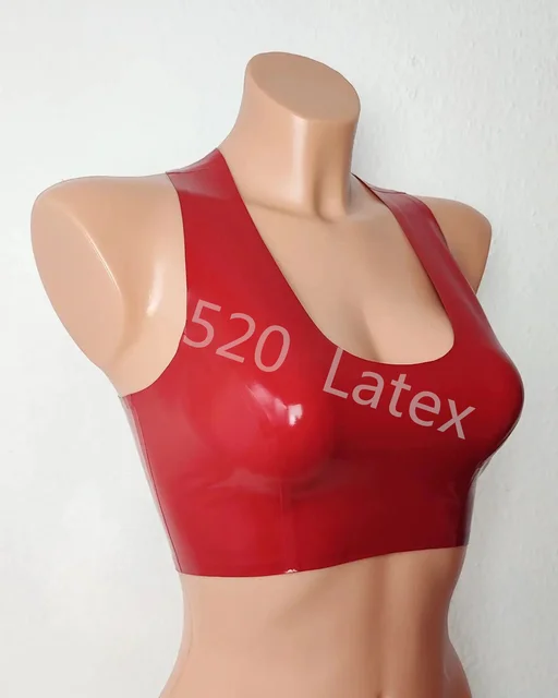 red latex bralette