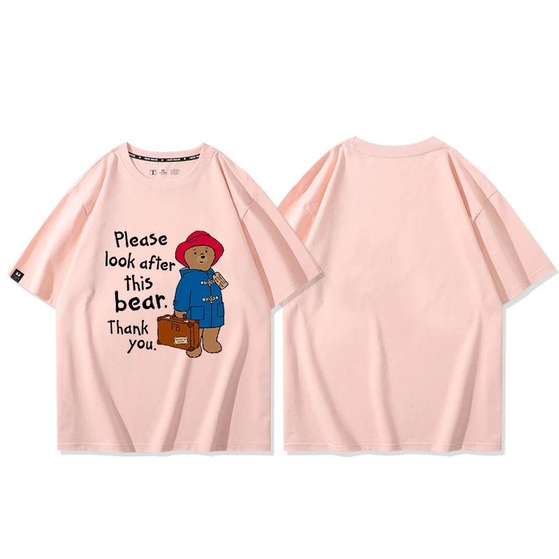 British Paddington Bear Men Women Loose Short Sleeve Shirt British Brown Vintage T-shirt Children's T-shirt Tops sportswear tshirt,motorcycle tshirt,children printed t shirt