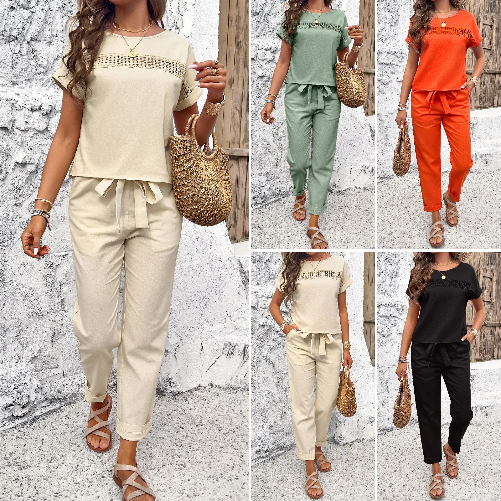 Phantasy Women Pants Sets Office Lady Two Piece Set Solid Black Suits T-Shirt Casual Trousers Spring Summer Female Clothing modern design nigeria style set garments short sleeve patchwork tops solid black trousers african men wedding pant suits