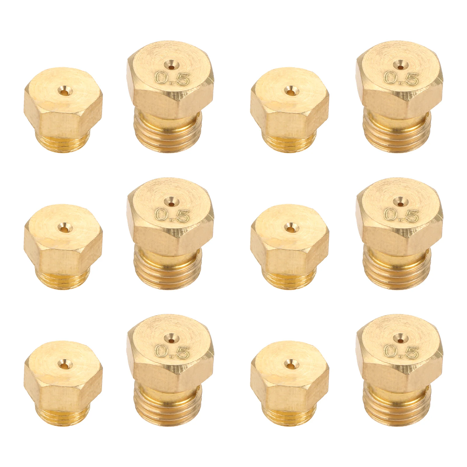 Gas Burner Nozzles Brass Jet M5x0.5mm/0.68mm (10pcs) and M6x0.75mm/0.5mm (10Pcs) For Propane Lpg Gas Pipe Water Heater DIY Burner Parts gas burner nozzle