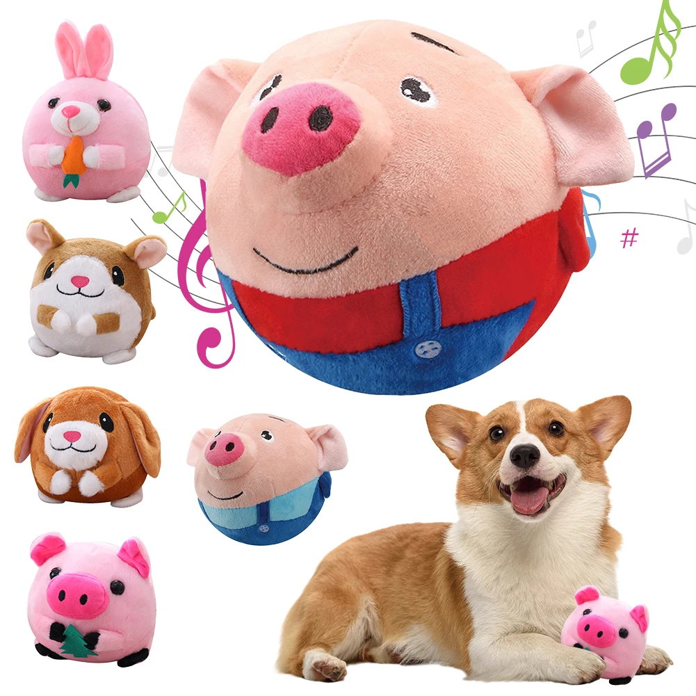 Plush Automatic Bouncing Toys Bite Resistant Music Vibration Bouncing Ball Self-Moving Chewable for Small Medium Dogs 1