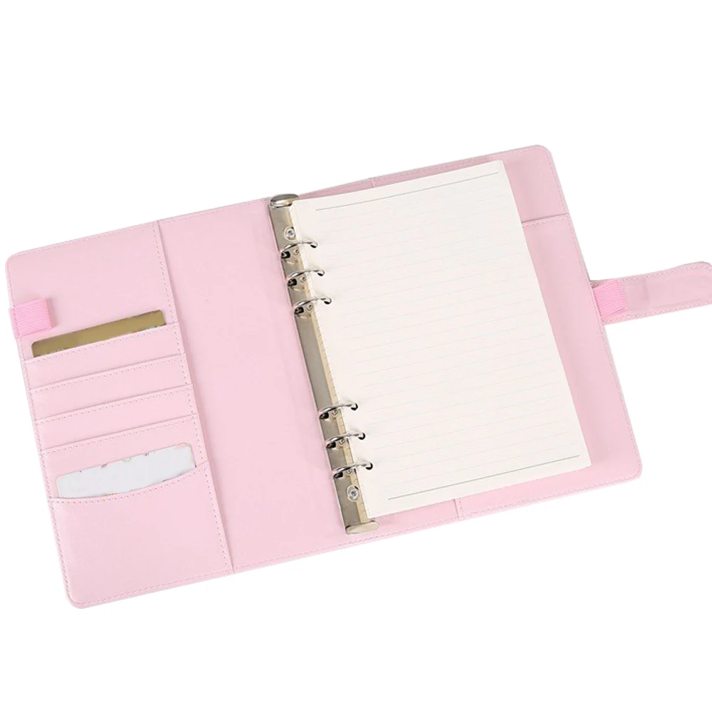 PU Leather Loose Leaf Notebooks Journals Kawaii binder Notepads A5