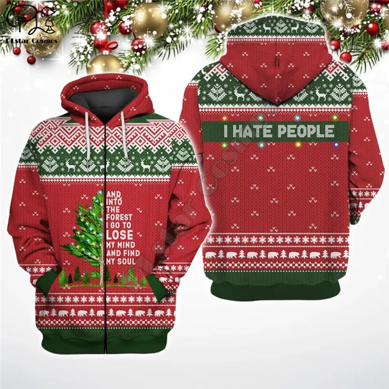 And Into The Forest I Go Ugly Christmas Sweater Camping Knitting 3D Printed Streetwear Unisex Hoodies/Sweatshirt/Zipper Hoodies