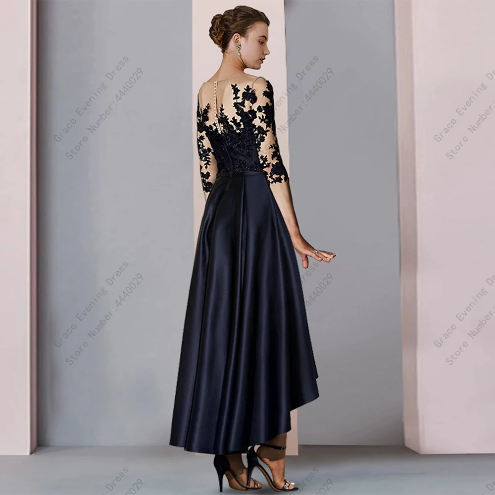 Three Quarter Mother of Bride Dresses For Women Summer Wedding Party Gown Satin Robe De Soir&eacute;e Ankle Length
