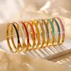 CARLIDANA Luxury Colorful Orange Enamel Bangles Bracelets for Women Party Gift Fashion Bangles Original Stainless Steel Jewelry 1